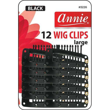 ANNIE WIG CLIPS LARGE 12CT BLACK #3226
