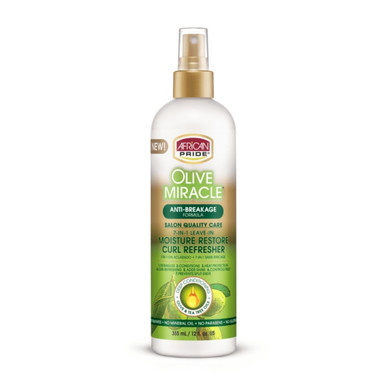 AFRICAN PRIDE OLIVE MIRACLE 7-1 LEAVE IN MOSITURE RESTORE CURL REFRESHER 12 OZ
