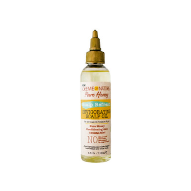 CREAME OF NATURE PURE HONEY SCALP REFRESH IVIGORATING SCALP OIL FOR DRY SCALP & PROTECTIVE STYLES PURE HONEY CONDITIONING ALOE COOLING MINT 4 OZ