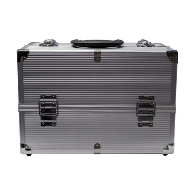 MALETA PARA ORGANIZAR MAQUILLAJES PORTABLE COLOR PLATA