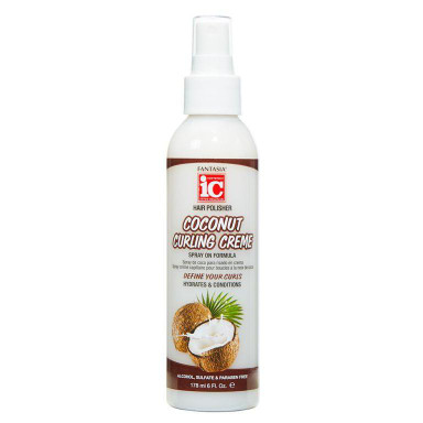 FANTASIA IC HAIR POLISHER COCONUT CURLING CREAM SPRAY ON FORMULA DEFINE YOUR CURLS 6 OZ