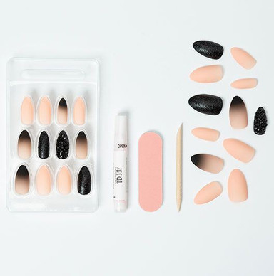 ARDELL NAIL ADDICT PREMIUM NAIL SET BLACK STUDIO & PINK OMBRE pk 24