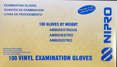 NIPRO VINYL EXAMINATION GLOVES BLUE LARGE POWDER FREE