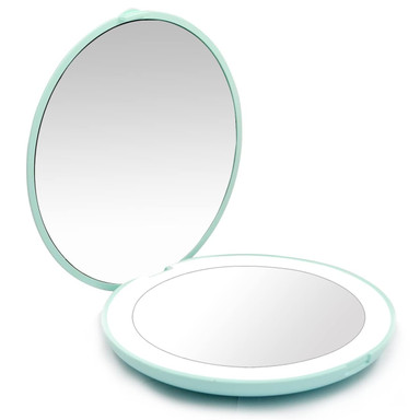 ESPEJO COMPACTO CON LUZ LED Y AUMENTO PARA MAQUILLAJE