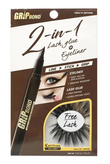 2 IN 1 LASH GLUE + EYELINER BROWN