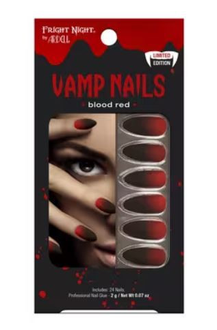 FRIGHT NIGHT BLOOD RED 24PK NAILS