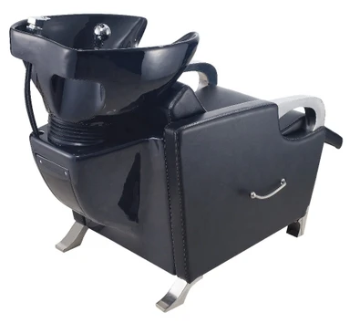 LAVA CABEZAS DE PORCELANA CON SILLA RECLINABLE NEGRA