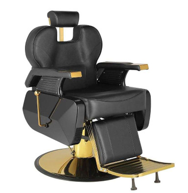 SILLA BARBER RECLINABLE BLACK & GOLD