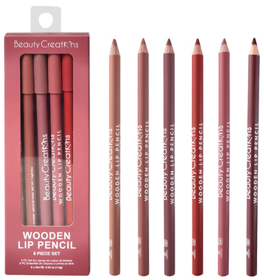 BEAUTY CREATIONS WOODEN LIP PENCIL WINE PK6