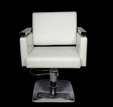 SILLA DE ESTILO FIJA BLANCA BRAZOS CON MADERA BASE CUADRADA