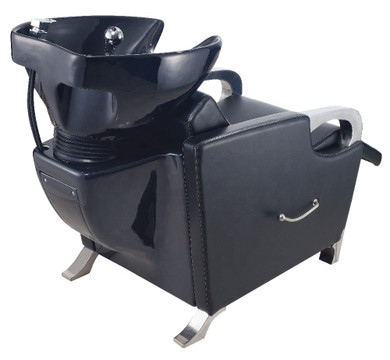 LAVA CABEZAS DE PORCELANA CON SILLA RECLINABLE NEGRA