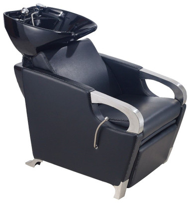 LAVA CABEZAS DE PORCELANA CON SILLA RECLINABLE NEGRA