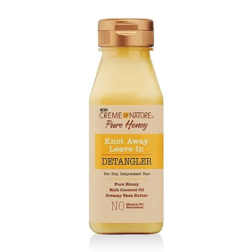 CREME OF NATURE PURE HONEY KNOT AWAY LEAVE-IN DETANGLER FOR DRY DEHYDRATED HAIR PURE HONEY RICH IN COCONUT OIL CREAMY SHEA BUTTER 8 OZ