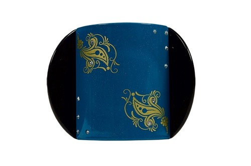 CLAMP LARGE TEAL W/GOLD