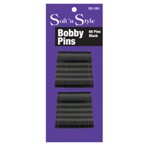 SOFT'N STYLE BOBBY PINS SMALL BLACK PK/60 CD-1351