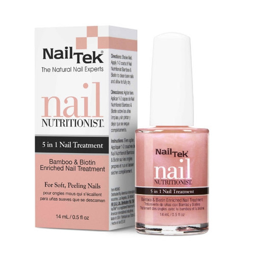 NAIL TEK NAIL NUTRITIONIST 5 IN 1 BAMBOO & BIOTIN ENRICHED NAIL TREATMENT FOR SOFT, PEELING NAILS .5 OZ NAIL TEK NAIL NUTRITIONIST 5 IN 1 BAMBOO & BIOTIN ENRICHED NAIL TREATMENT FOR SOFT, PEELING NAILS .5 OZ