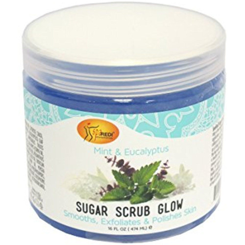 SPA REDI SUGAR SCRUB GLOW MINT & EUCALYPTUS SMOOTHS EXFOLIATES & POLISHES SKIN 16 OZ