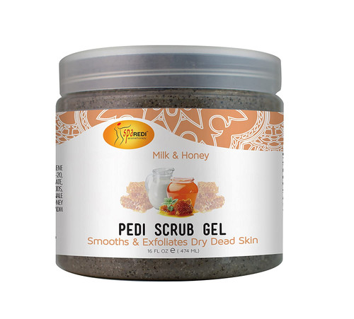 SPA REDI MILK & HONEY PEDI SCRUB GEL  SMOOTHS & EXFOLIATES DRY DEAD SKIN 16 OZ