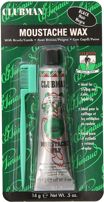 CLUBMAN PINAUD MOUSTACHE WAX WITH BRUSH COMB 0.5 OZ