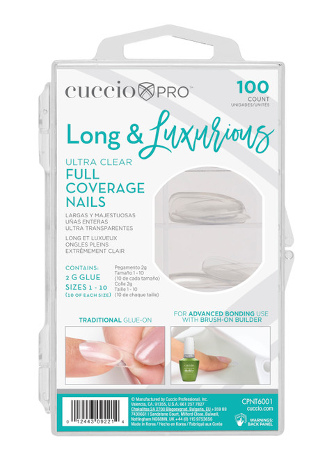 CUCCIO PRO LONG & LUXURIOUS ULTRA CLEAR FULL COVEREGE NAILS PK100 CUCCIO PRO LONG & LUXURIOUS ULTRA CLEAR FULL COVEREGE NAILS PK100