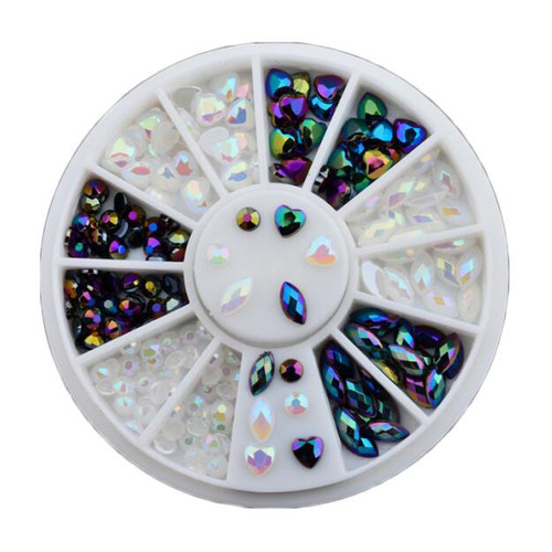 RUEDA RHINESTONE 3 ESTILOS BLANCO Y NEGRO 3D RUEDA RHINESTONE 3 ESTILOS BLANCO Y NEGRO 3D