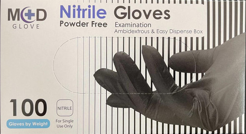 MD NITRILE EXAMINATION BLACK GLOVE LARGE BOX 100