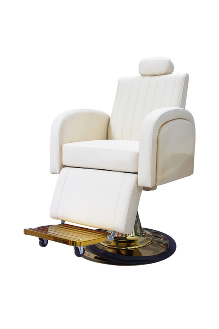 SILLA BARBERIA RECLINABLE CREMA & GOLD