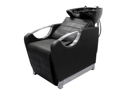 LAVA CABEZAS DE PORCELANA CON SILLA RECLINABLE NEGRA