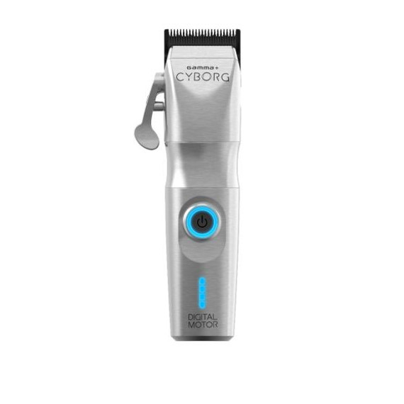 GAMMA+ CYBORG PROFESSIONAL METAL HAIR CLIPPER WITH DIGITAL BRUSHLESS MOTOR AND LEFT OR RIGHT LEVER. CUCHILLA DE CORTE DE DIENTES 2.0.
