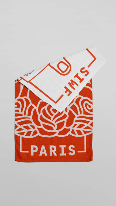 Reversible White Beach Towel - Luxury oversized white beach towel by SIWF, ethically made in Portugal, quick-dry cotton blend, premium European quality, sustainable beachwear accessory