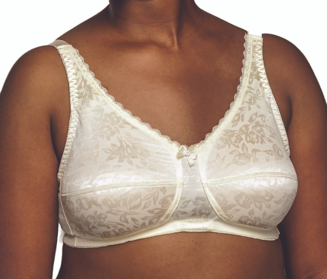 Mastectomy Bra Jacquard Soft Cup Size 34D White