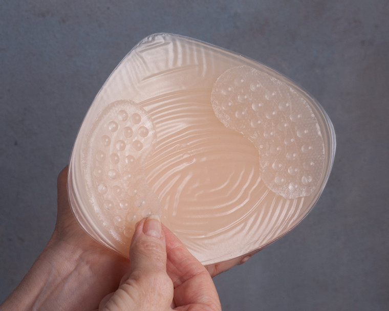 Silicone Security Strips to hold breast prosthesis in place