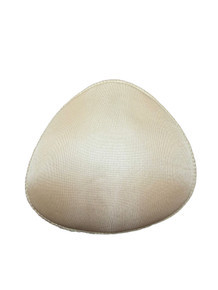 Adjustable triangular breast form with contoured foam and soft fiber filling, designed for a natural shape and customizable volume; smooth outer surface with gentle curves, suitable for wearing inside bras or clothing to enhance the silhouette.