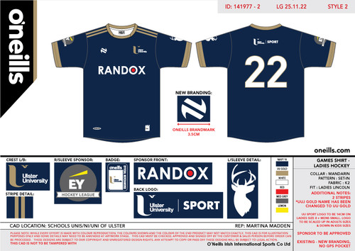Ulster University Hockey Hockey Games Shirt Ladies Navy (Adults)