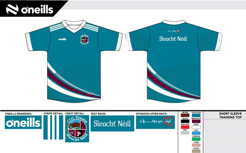 Slaughtneil Team Short Sleeve Training Top Turquoise (Adults)