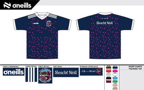 Slaughtneil Team Short Sleeve Training Top Marine/Pink (Kids)