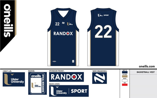 Ulster University Team Sports Team Basketball Vest Navy (Adults)