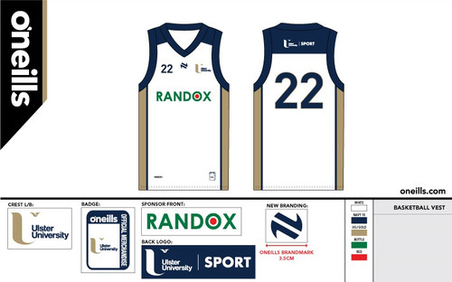 Ulster University Team Sports Team Basketball Vest White (Adults)