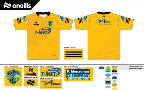 Cuchulainn Hurling Club Short Sleeve Training Top Amber (Kids)