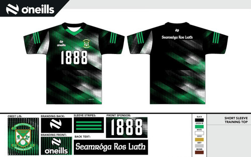 Roslea GAC Team Short Sleeve Training Top Black/Green (Adults)