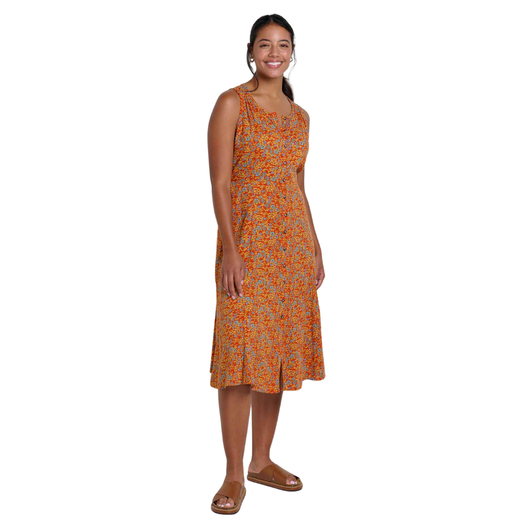 Toad&Co Manzana Midi Sleeveless Dress Women's Dress Burnt Ochre : LG