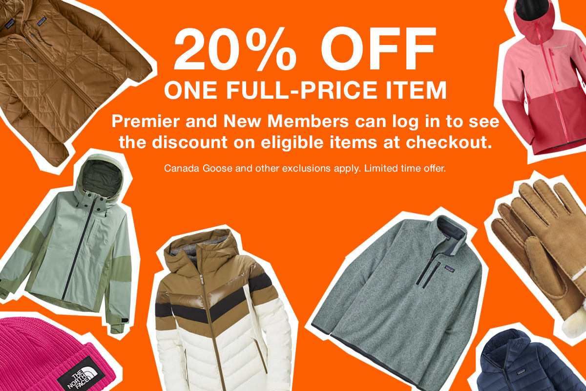 20% OFF ONE FULL-PRICE ITEM Premier and New Members can log in to seethe discount on eligible items at checkout.Canada Goose and other exclusions apply. Limited time offer. - Sign Up