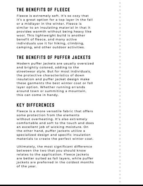 Fleece vs. Puffer Jackets: The Key Differences