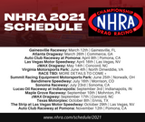 NHRA 2021 Racing Schedule