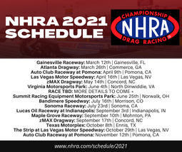 NHRA 2021 Racing Schedule