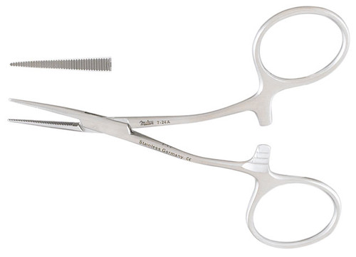 Integra-Miltex Hartman-Lee Mosquito Forceps, 3.75none (95mm), Straight Jaws, Shanks Angled On Flat