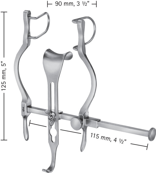 Aesculap Balfour-Baby Abdominal Retractor Complete Set, w/BV602R, 125x115mm, 5nonex4.5none
