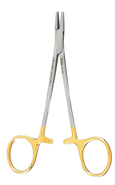 Integra-Miltex Derf Needle Holder, 4.75none (121.5mm), Tungsten Carbide, Serrated Jaws