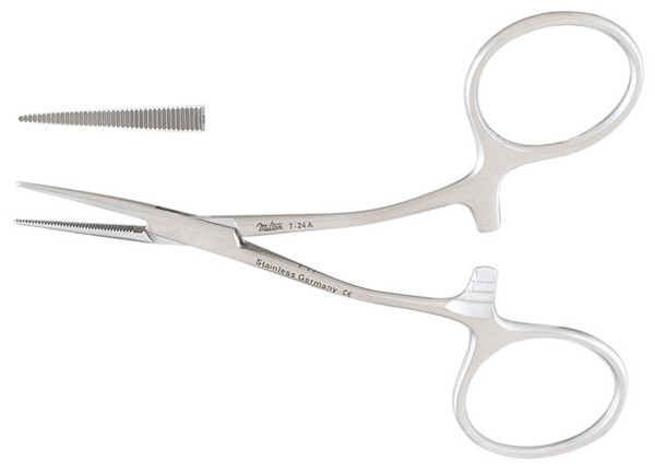 Integra-Miltex Hartman-Lee Mosquito Forceps, 3.75none (95mm), Straight Jaws, Shanks Angled On Flat