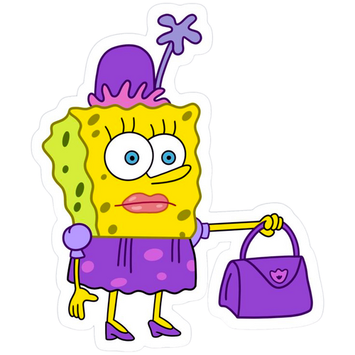 sponge bob   in a purple dress